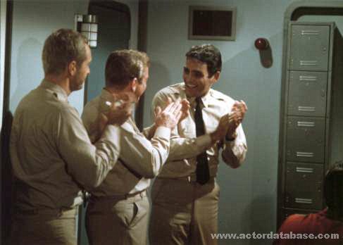 Robert Dowdell, Richard Basehart and David Hedison applaud Voyage to the Bottom of the Sea
