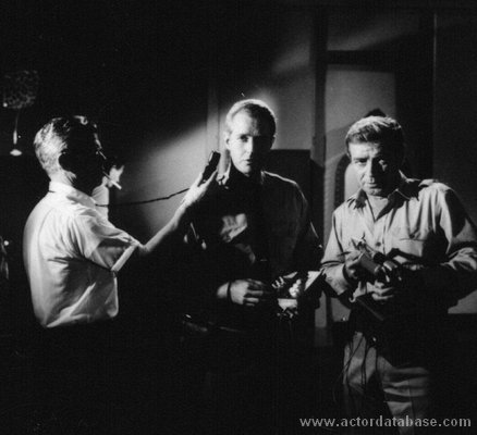 Lighting check with Bob and Richard Basehart